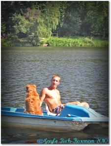 Paddleboating on Fishhawk Lake with his best friend 